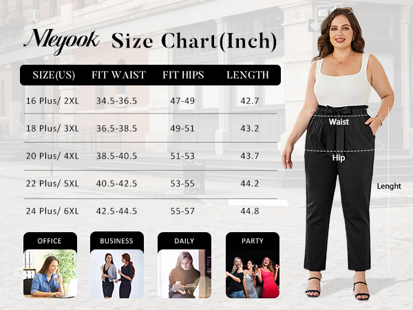 Women''s plus size casual cropped paper bag pants