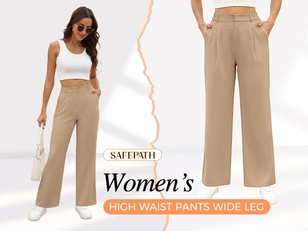 Wide Leg Pants for Women Work Business Casual High Waisted Dress Pants Flowy Trousers Office