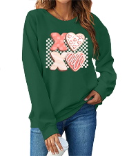 Valentines Day Sweatshirt Women Love Hearts Shirt Valentine Long Sleeve Tee Crewneck Pullover Tops