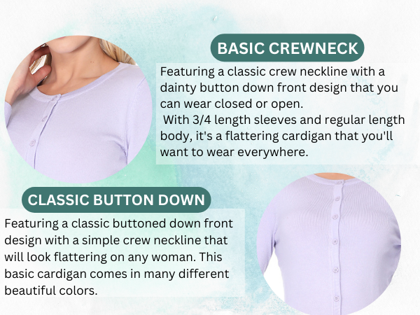 basic crewneck classic button down cardigan