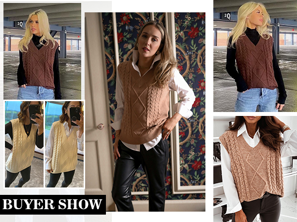 Womens Sleeveless Sweaters Knit Tops