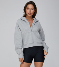 Cropped Zip Up Hoodie