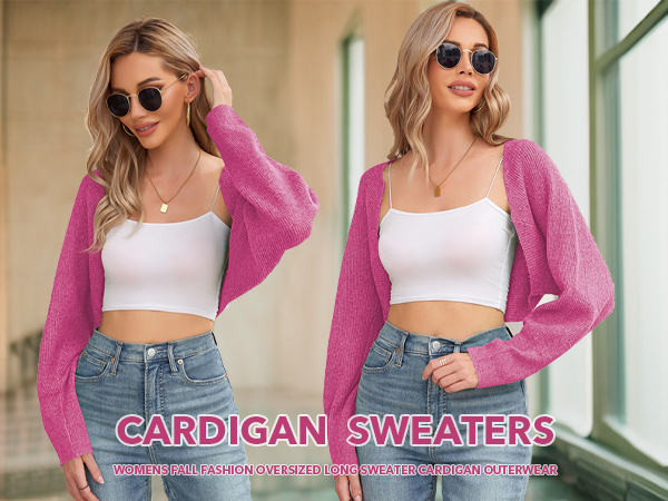 Women Long Sleeve Cropped Cardigans Sweater Shrugs