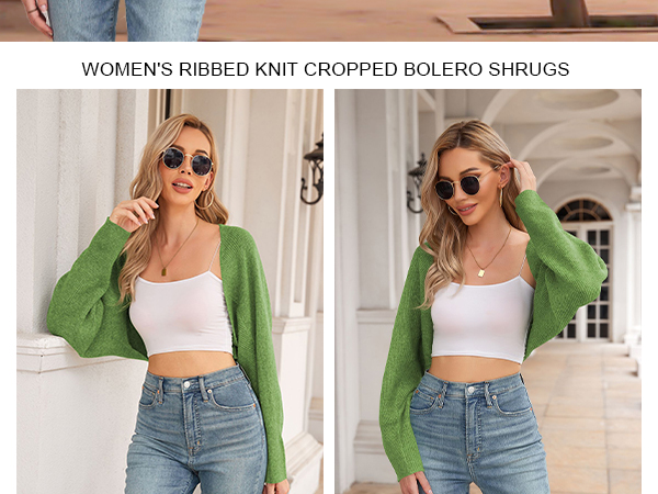 Women''s Ribbed Knit Cropped Bolero Shrugs