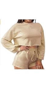 Crop Tops Sets Beige