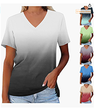 Womens V Neck Gradient T Shirts 