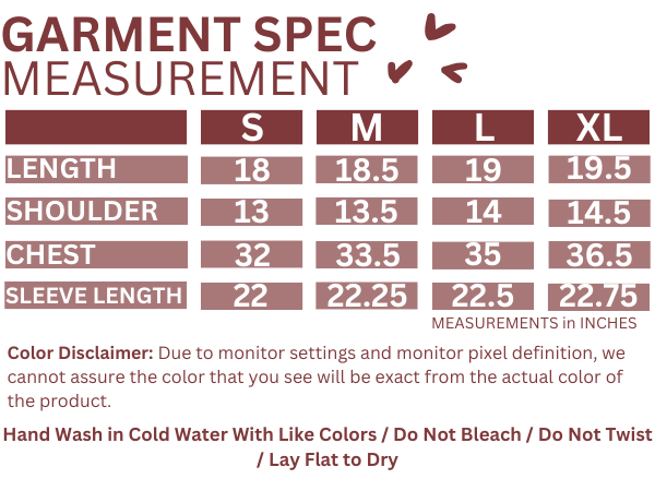 MK5502 Garment Spec Measurement