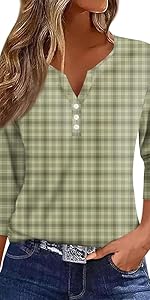 3/4 Sleeve Button Down Shirts for Women 2024