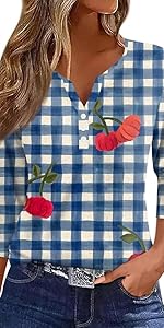 3/4 Sleeve Button Down Shirts for Women 2024