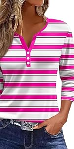 3/4 Sleeve Button Down Shirts for Women 2024