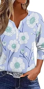 3/4 Sleeve Button Down Shirts for Women 2024