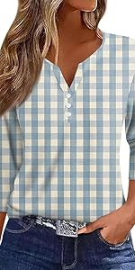 3/4 Sleeve Button Down Shirts for Women 2024