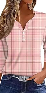 3/4 Sleeve Button Down Shirts for Women 2024