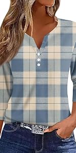 3/4 Sleeve Button Down Shirts for Women 2024