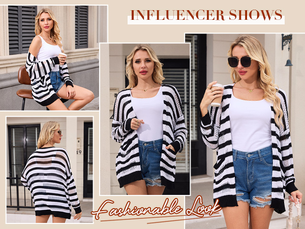 striped cardigan sweaters for women