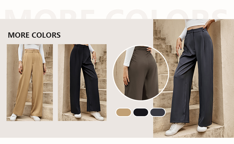 High Waist Pleated Pants Solid Wide Leg Loose Fit Suit Pants