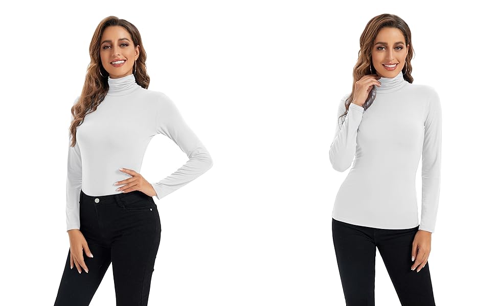 Womens Long Sleeve Turtleneck Shirt Pullover Sweaters Tops