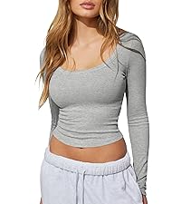 ribbed long sleeve top for women