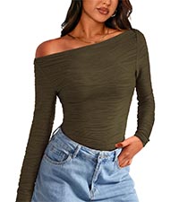 fall tops for women long sleeve off the shoulder tops sexy asymmetrical one shoulder slim crop top