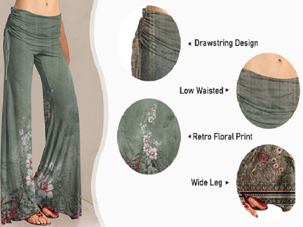 Casual Flared Drawstring Trousers