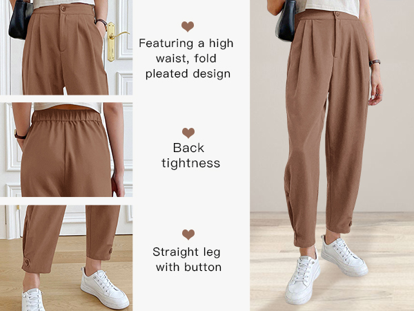 trousers for women high waisted business casual pants for women pleated black dress work pants 