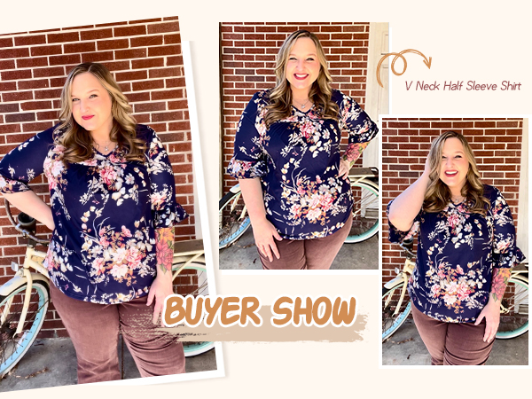 plus size floral print blouse for women