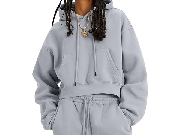 Hatant Grey Cropped Hoodie