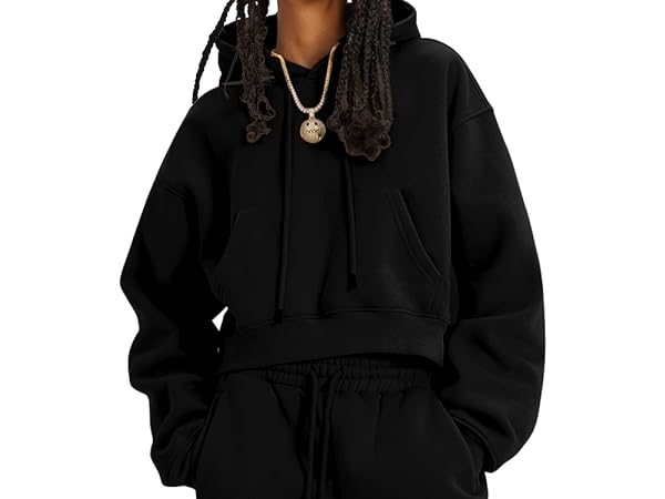 Hatant Black Cropped Hoodie