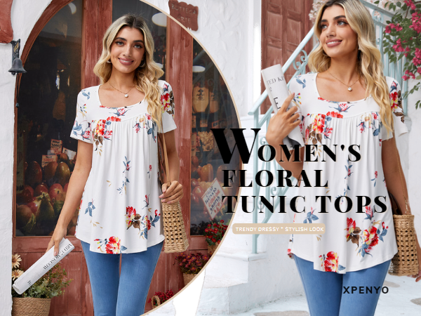 Short sleeve women casual floral shirts