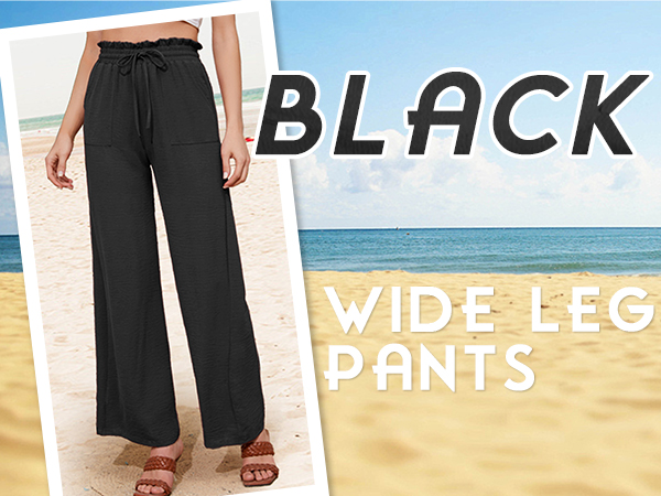  Black Linen Pants Women High Waisted Palazzo Pants Womens Wide Leg Pants