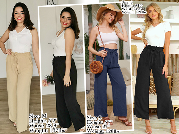 Buyer Show, full elastic waist pants for women,  loose fit palazzo pants, cover all body types.