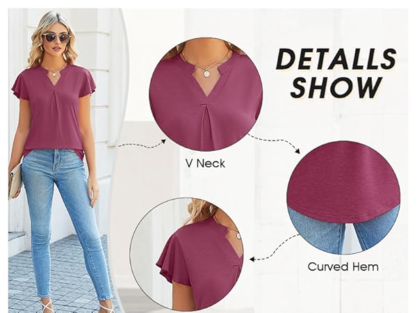 ruffle sleeve summer dressy Casual cute tops