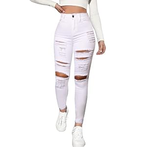 white ripped jeans for women