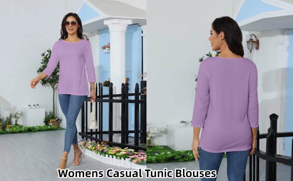 3/4 length sleeve womens tops