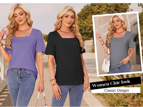 women square neck top chic look