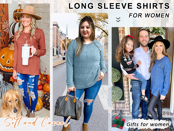 Long sleeve shirts for women, soft&casual, suitable with family,gifts for women