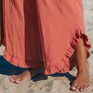 Linen Wide Leg Pants for Women Stretch Smocked High Waisted Ruffle Hem Palazzo Pants