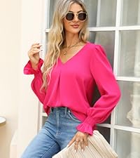 Women Long Sleeve Tops Business Causal Chiffon Long Blouse Fashion Dressy Work Shirts for Leggings