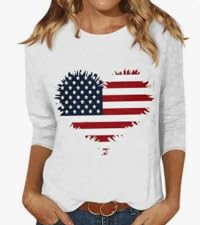 Women Fourth of July Shirt 3/4 Sleeve Summer Tops