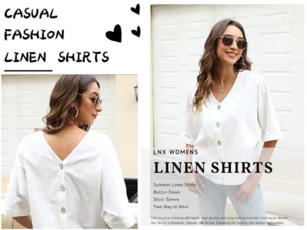 LNX Womens Linen Shirts Two Ways to Wear