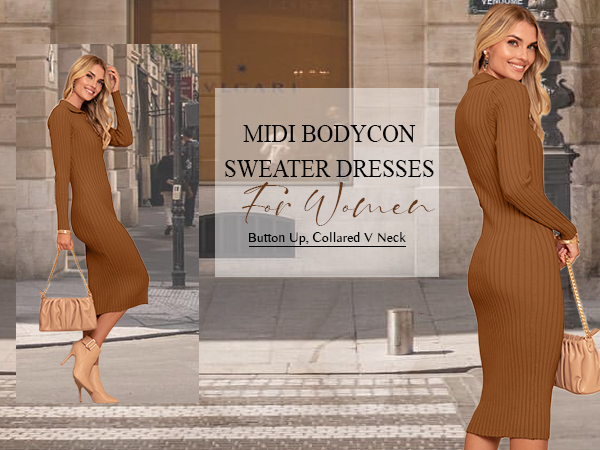 Brown Long Sweater Dress