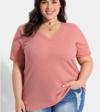 PLUS SIZE WAFFLE KNIT TOPS