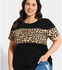 PLUS SIZE LEOPRAD COLOR BLOCK TOPS