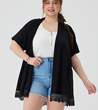 plus size  short sleeve cardigan