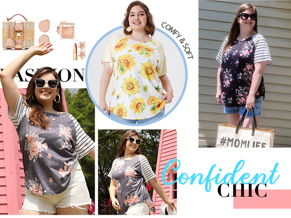 plus size flower tops summer 