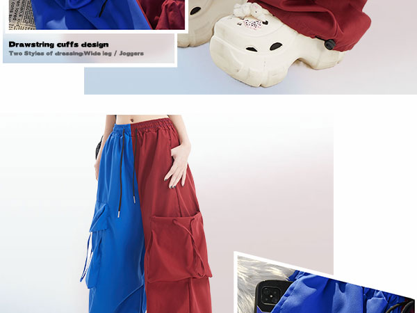 Street focus, Trendy and cool cargo pants;colorblock patchwork