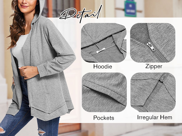 grey zip up hoodie women