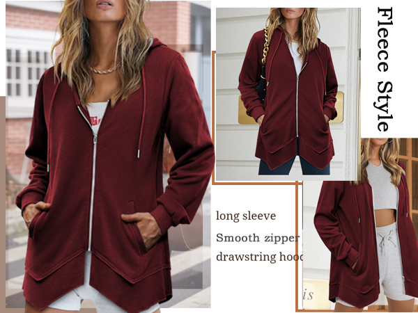 wine red zip hoodie