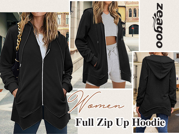 black zip up hoodie women