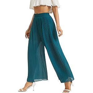 Women''s Chiffon Dress Beach Wide Leg Palazzo Pants Elastic Waist Trouser